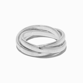 Bracelet fin bangle enrouleur cha&icirc;ne serpent couleur argent&eacute;e,