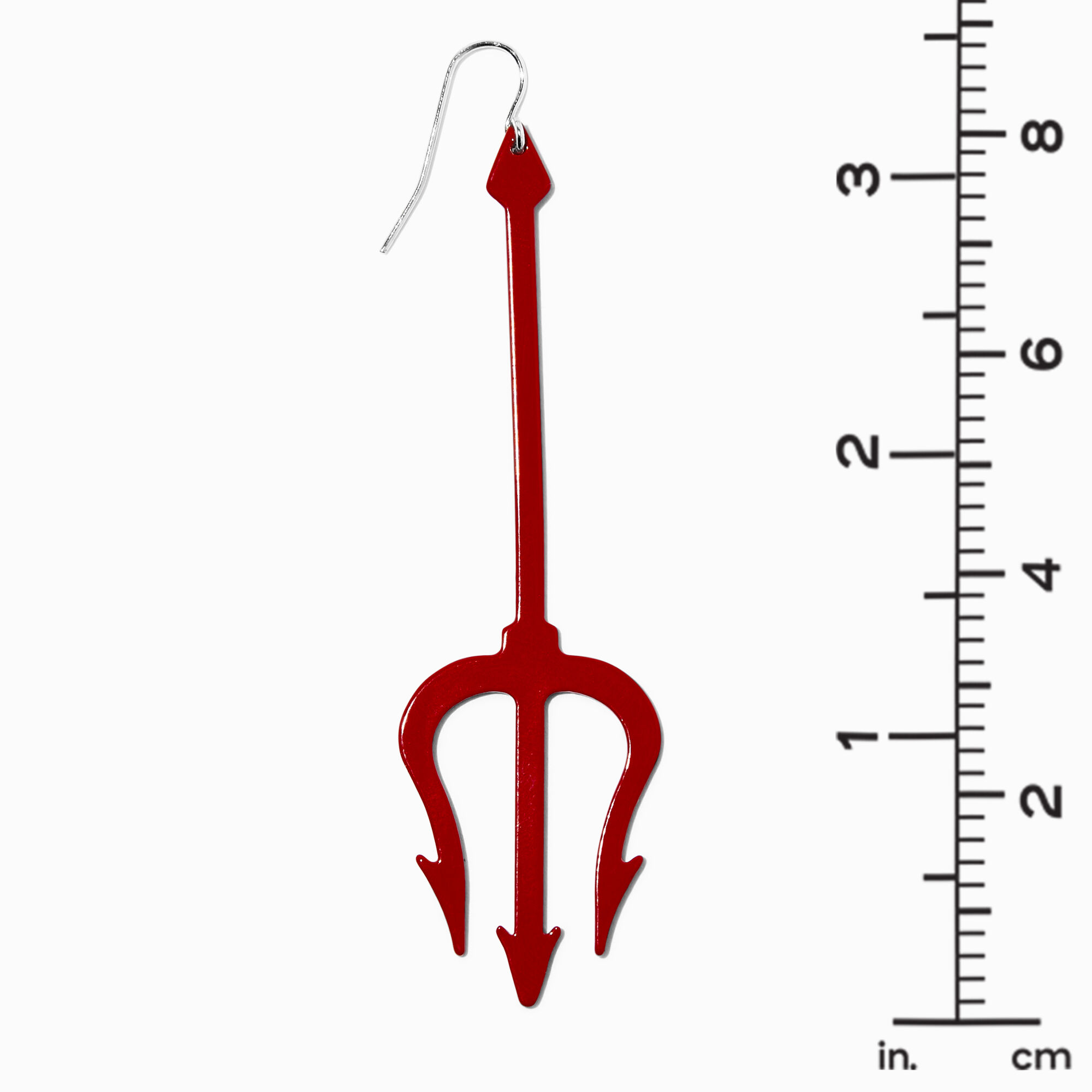 Red Devil Pitchfork Drop Earrings,