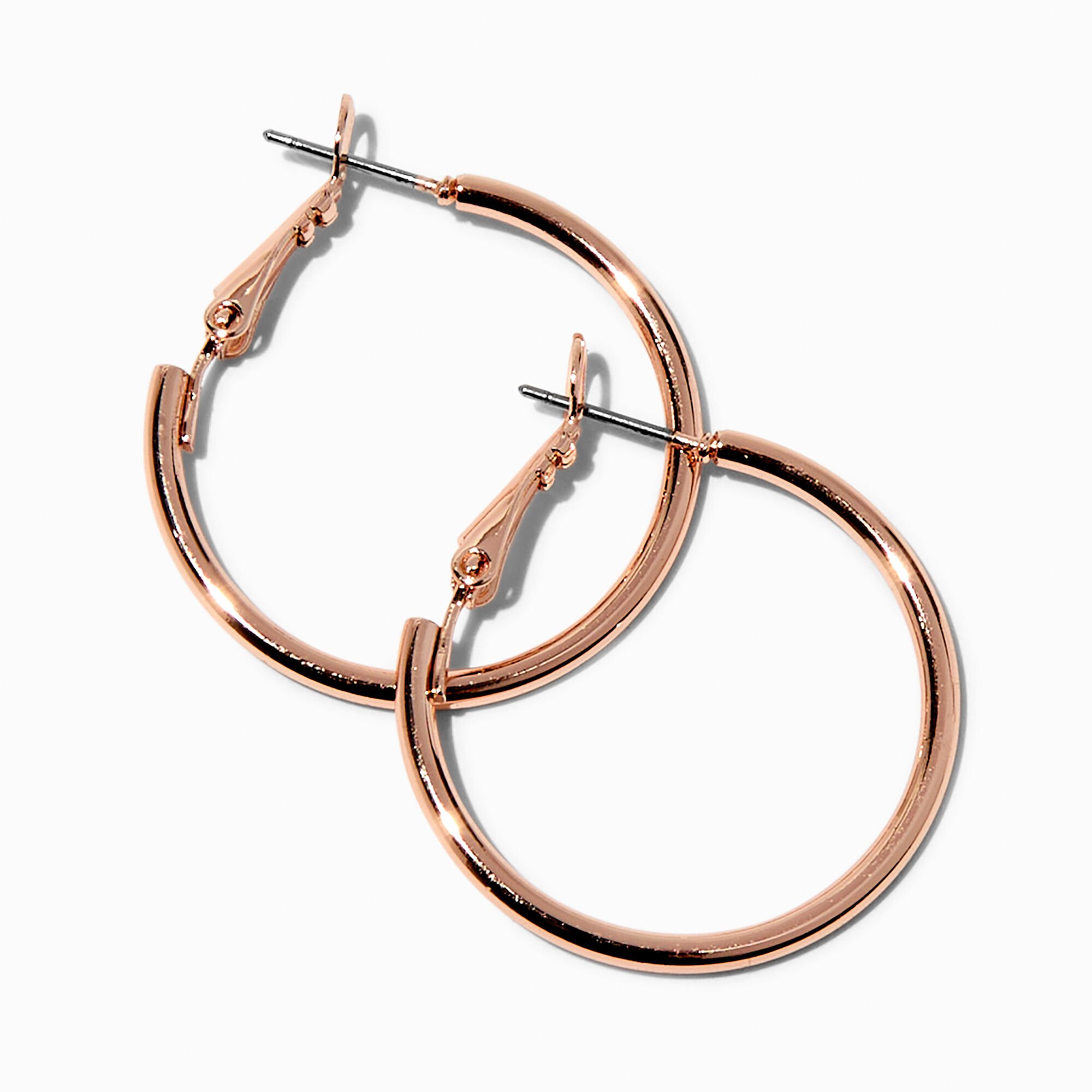 View Claires Tone 30MM Tube Hoop Earrings Rose Gold information