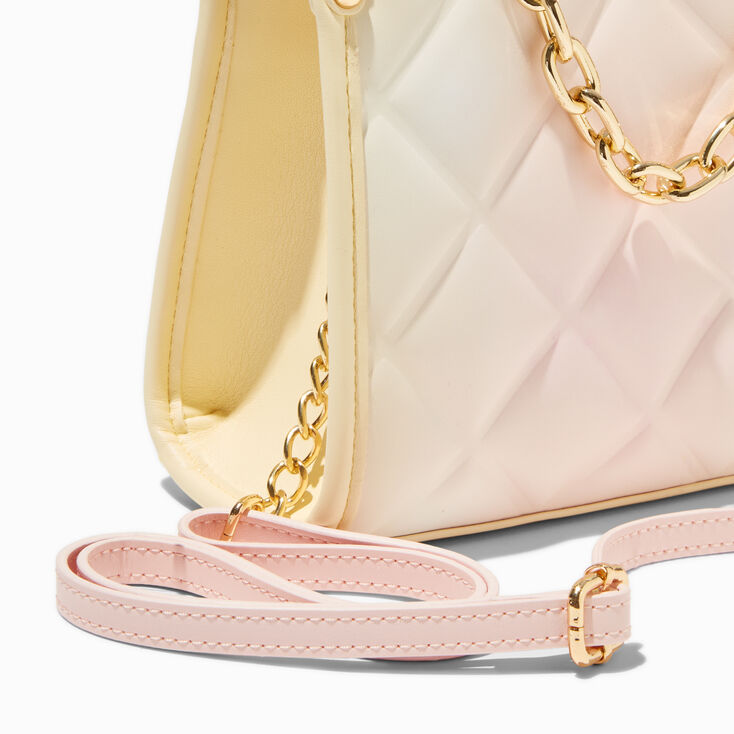 Pastel Yellow &amp; Pink Ombr&eacute; Crossbody Tote Bag,