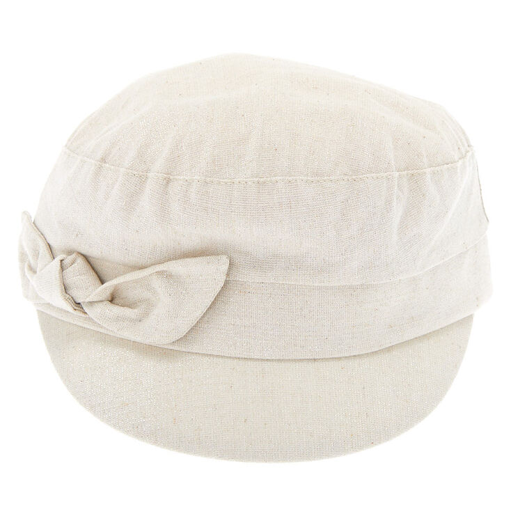 Glitter Bow Captain Hat - Cream,
