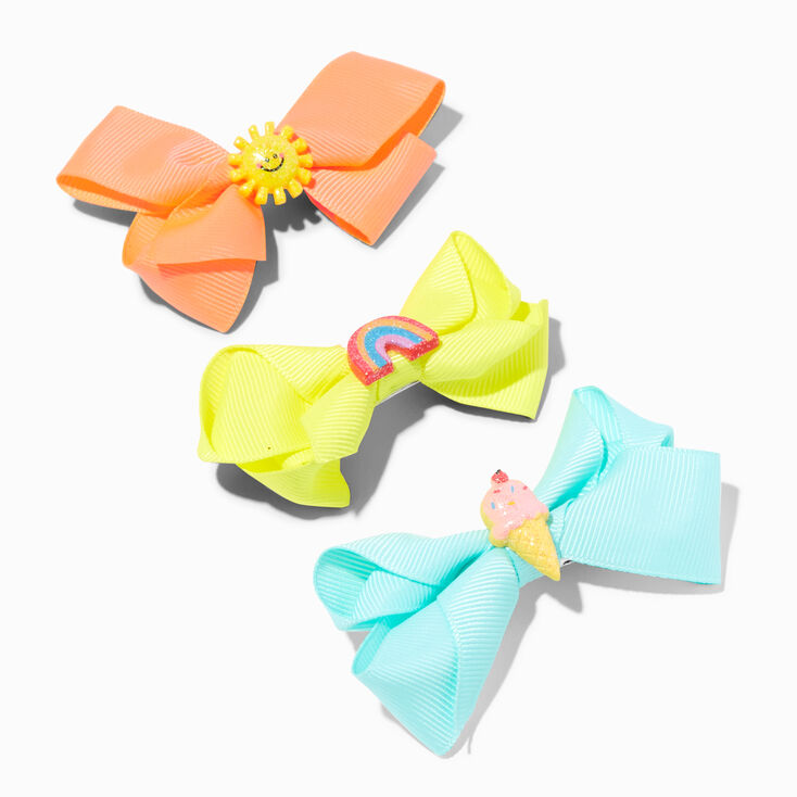 Claire&#39;s Club Summer Dessert Loopy Bow Hair Clips - 3 Pack,