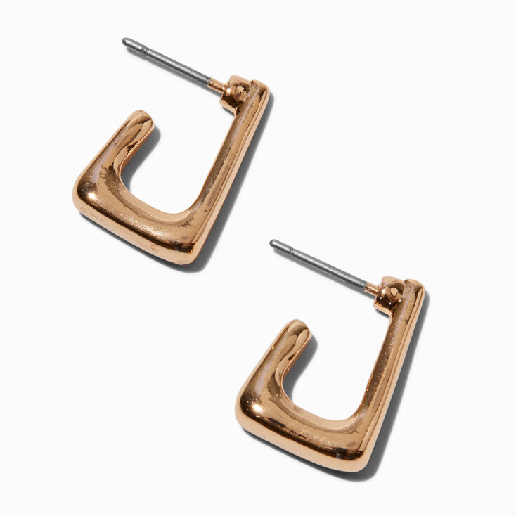 Gold-tone 15MM Rectangular Tube Hoop Earrings ,
