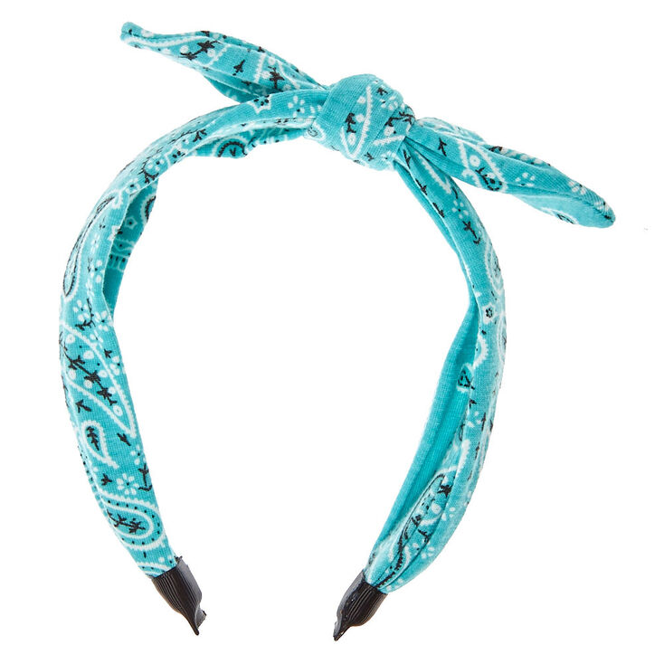 Bandana Knotted Bow Headband - Mint | Claire's