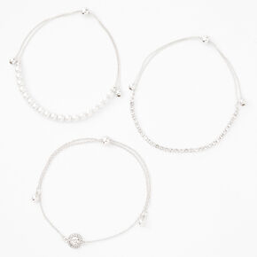 Silver Pearl Chain Bracelets - 3 Pack,