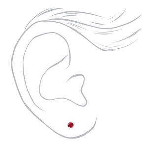 9ct Gold Rhodium Plated 3mm July Ruby Crystal Ear Piercing Kit with Rapid&trade; After Care Lotion,