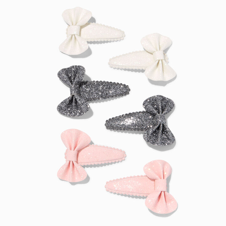 Claire&#39;s Club Fairy Glitter Bow Snap Hair Clips - 6 Pack,