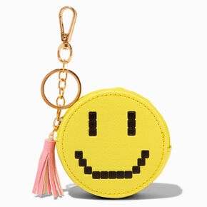 Pixel Smiling Face Coin Purse Keychain,