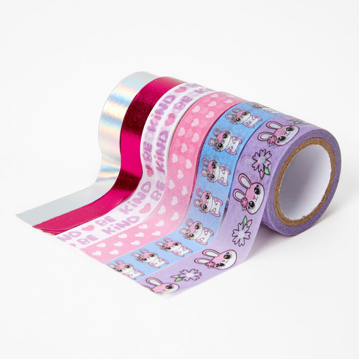 Claire's Rubans adhésifs « Washi Tape » lapin rose - Lot de 6