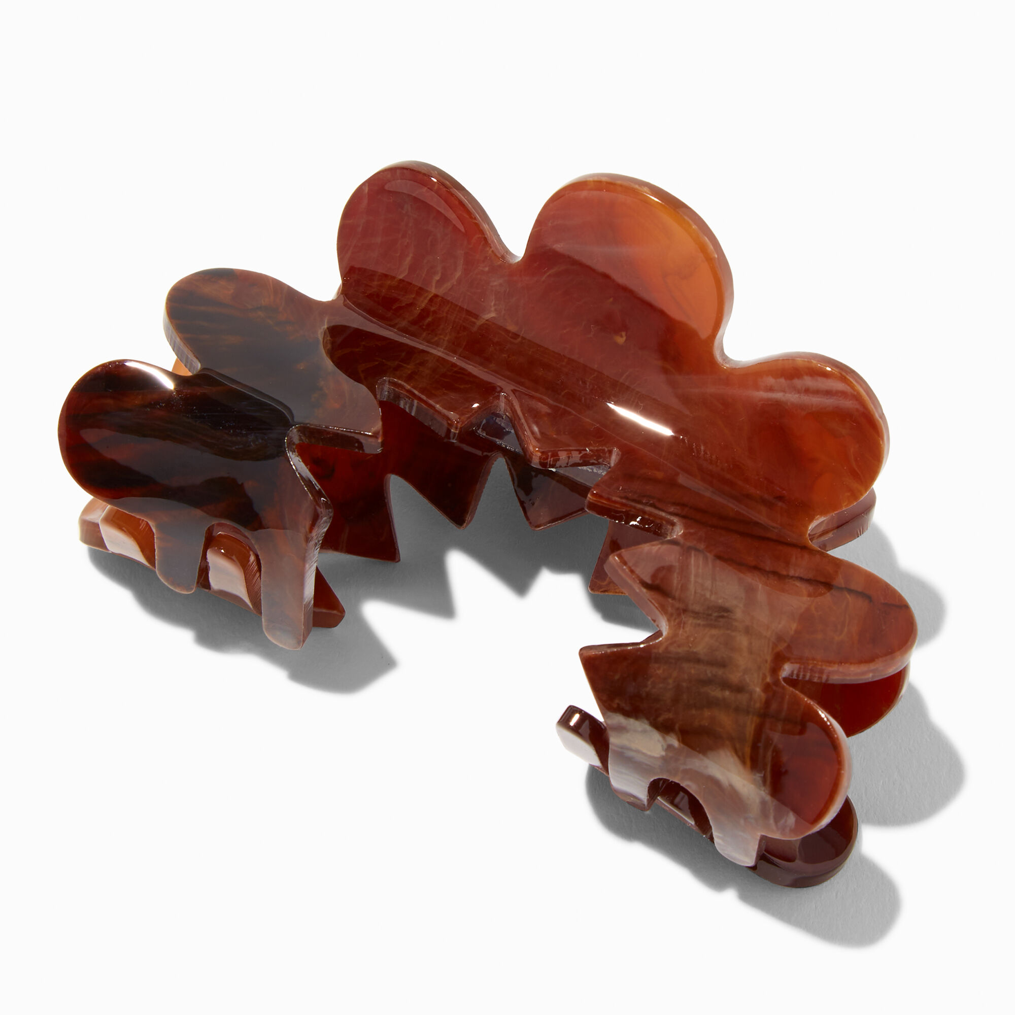 Marbled Brown Ruffle Edge Hair Claw,