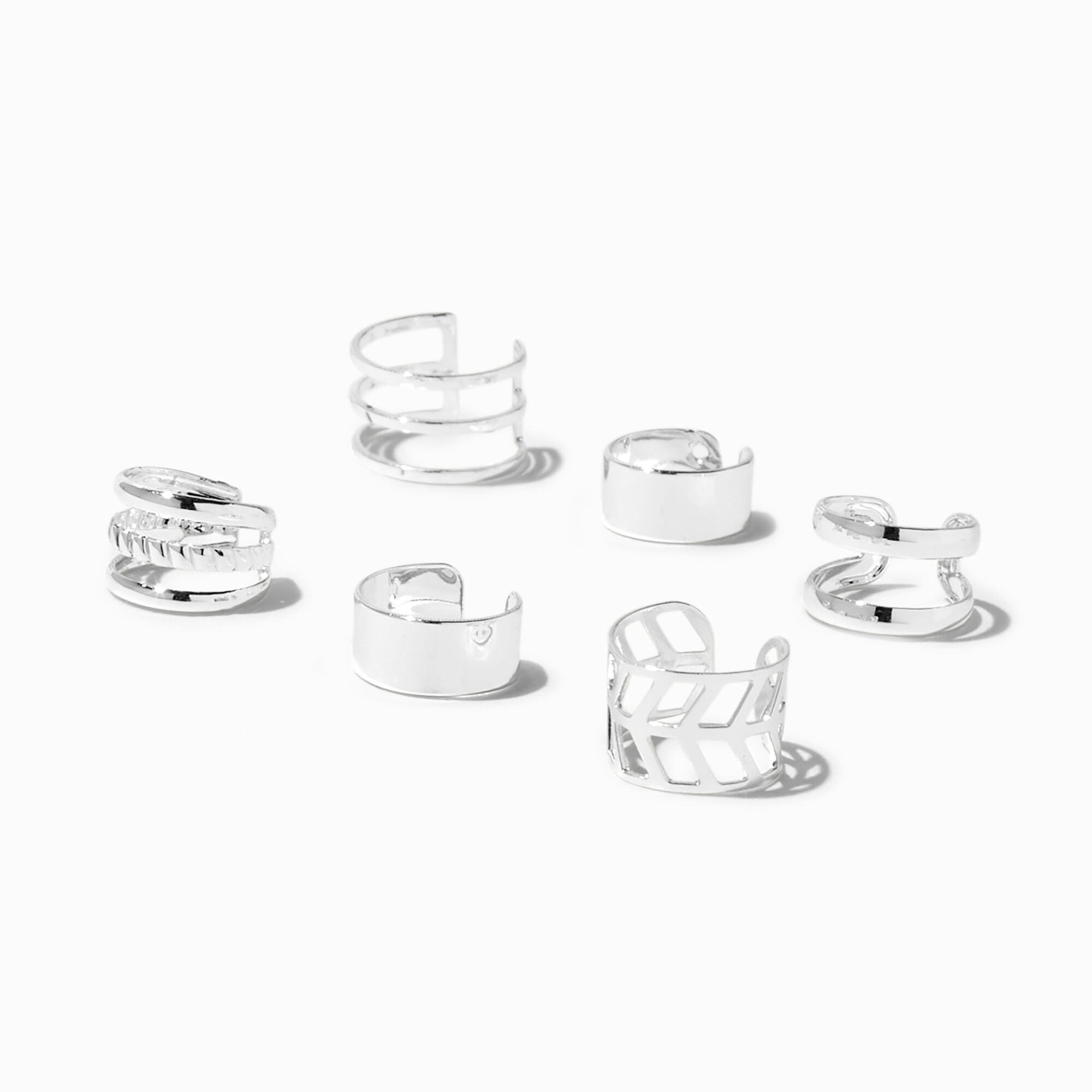 View Claires Geometric Ear Cuffs 6 Pack Silver information
