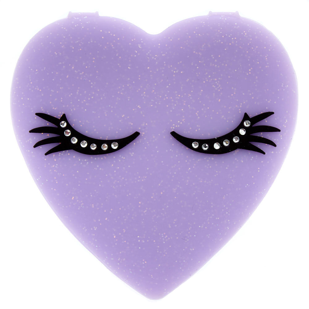 Silicone Heart Compact Mirror - Purple,