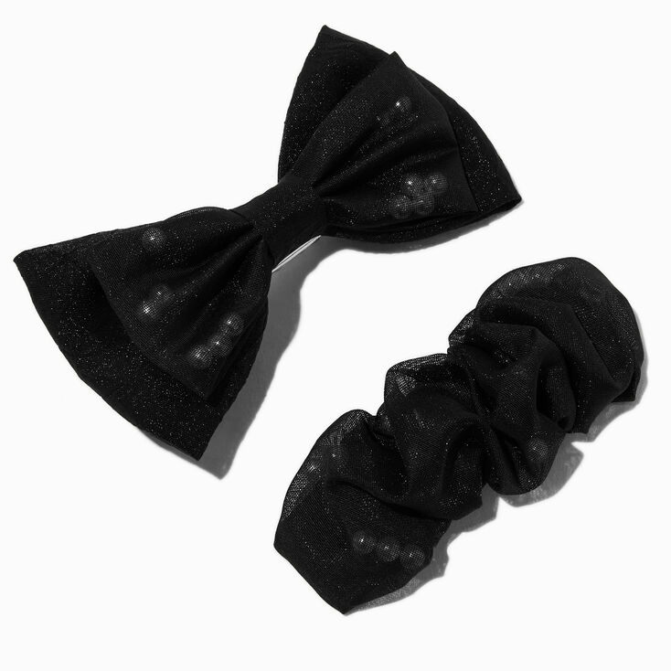 Black Sheer Pearl Bow Hair Clips - 2 Pack,