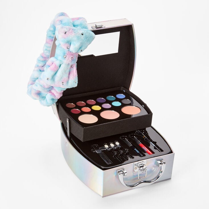 Holographic Quilted Makeup Set - Silver,