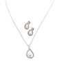 Silver Pearl Teardrop Pendant Necklace &amp; Earring Set - 2 Pack,