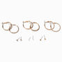 Gold Textured Hoop &amp; Studs Earrings Set - 6 Pack,