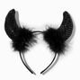Black Devil Horns Feather Headband,