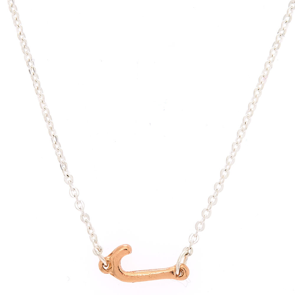 Sideways initial necklace best sale white gold