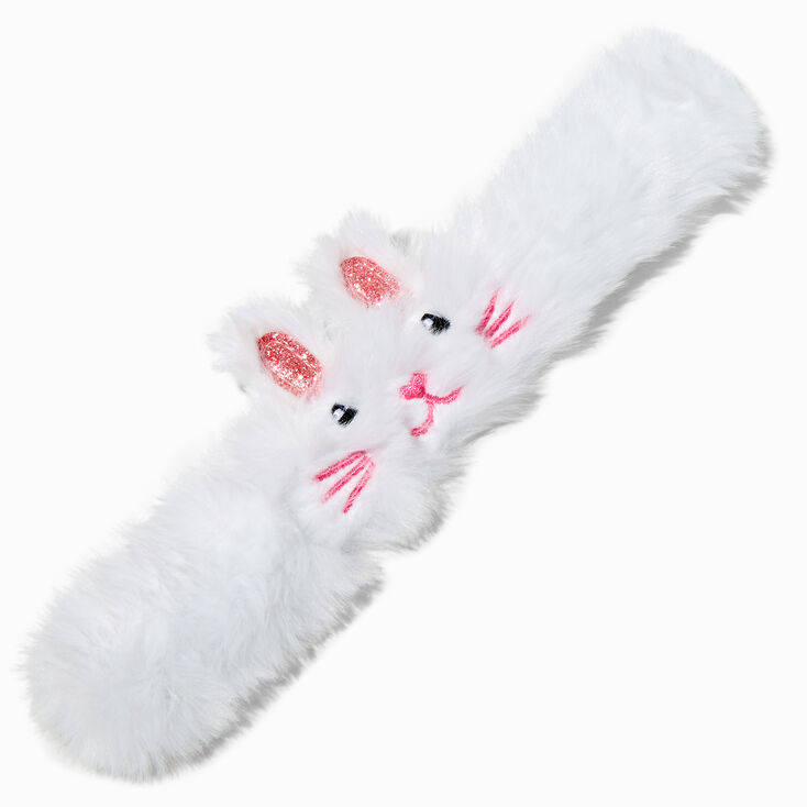 White Fuzzy Bunny Slap Bracelet,