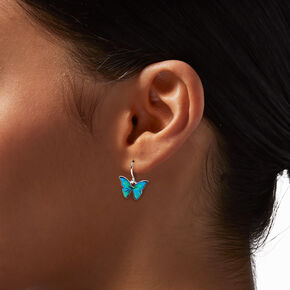 Blue Glitter Butterfly 0.5&quot; Drop Earrings,
