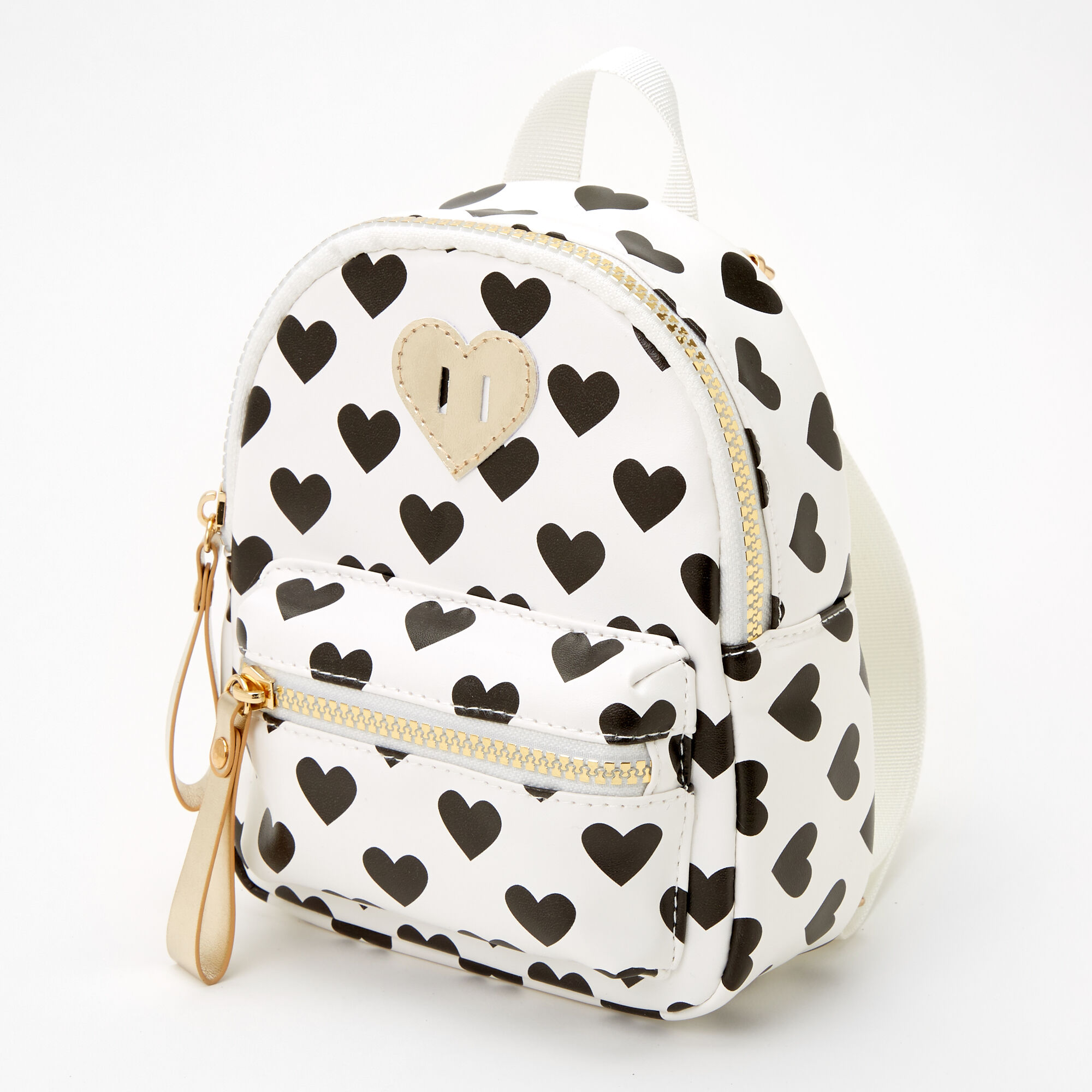 View Claires Club Heart Print Tiny Backpack White information