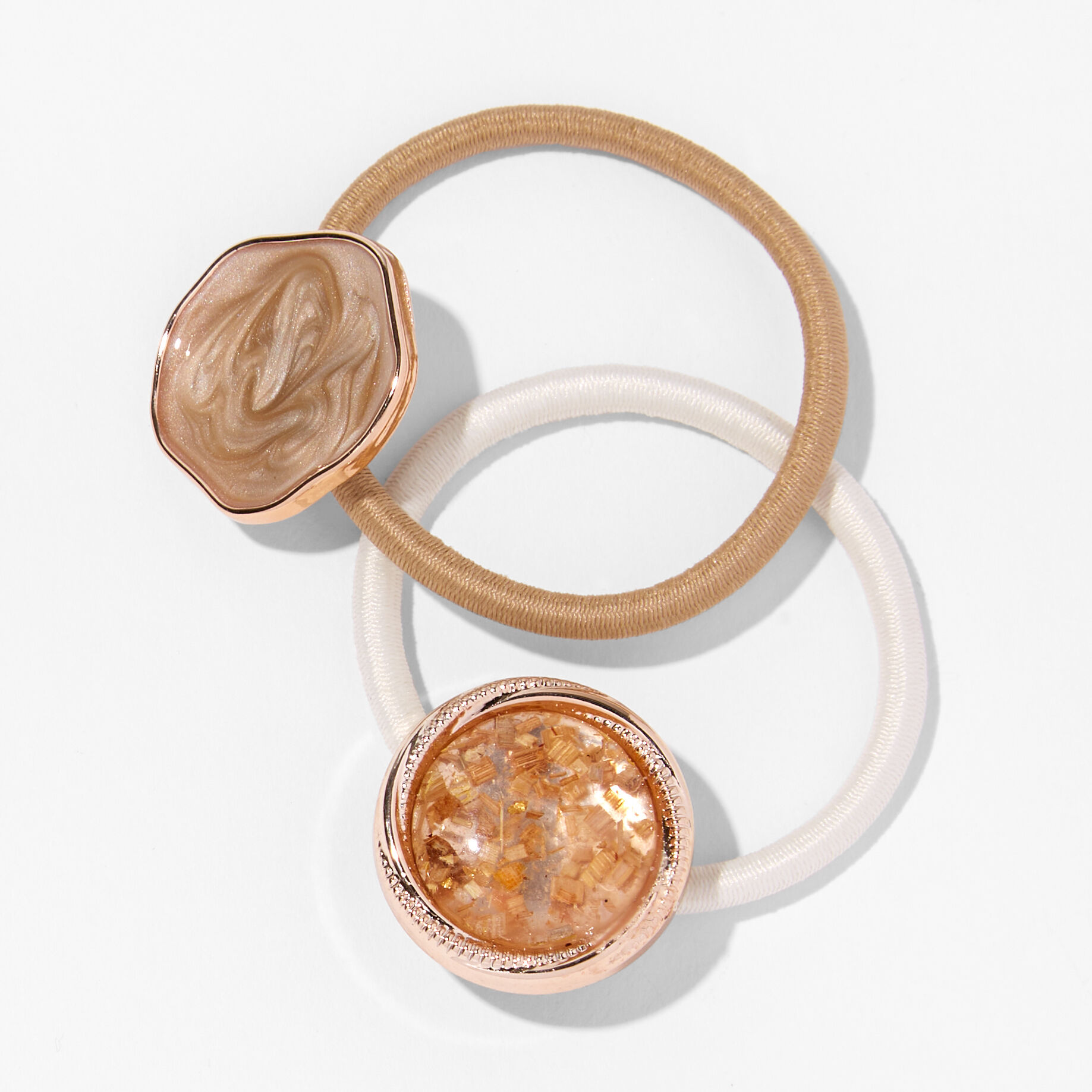 Neutral Rose Gold Gemstone Hair Ties (2 Pack),
