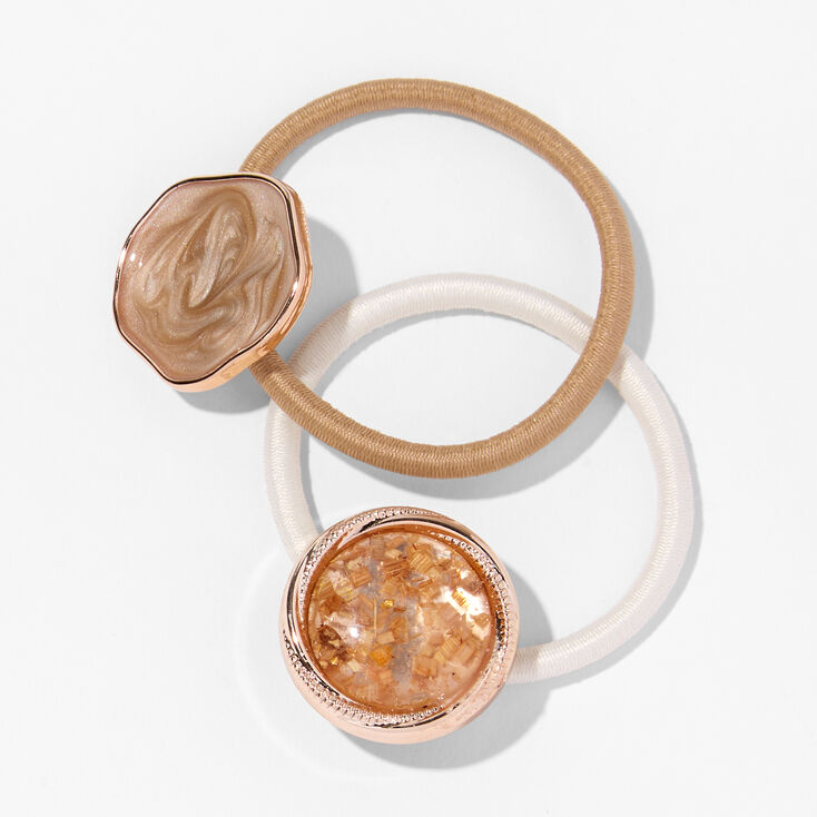 Neutral Rose Gold Gemstone Hair Ties &#40;2 Pack&#41;,