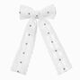White Lace Studded Hair Bow Clip,