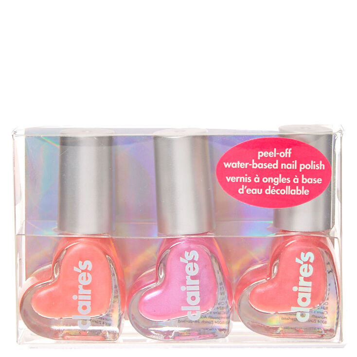 Lot de vernis &agrave; ongles &agrave; base d&#39;eau en forme de c&oelig;ur rose,