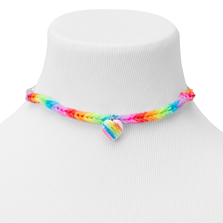 Rainbow Heart Rubber Choker Necklace,