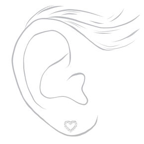 Silver Cubic Zirconia Heart &amp; Stud Earrings - 3 Pack,