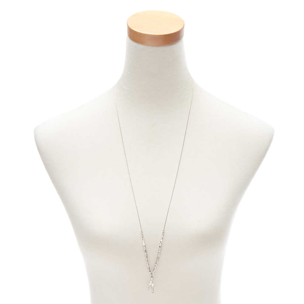Silver Beaded Slider Pendant Necklace,