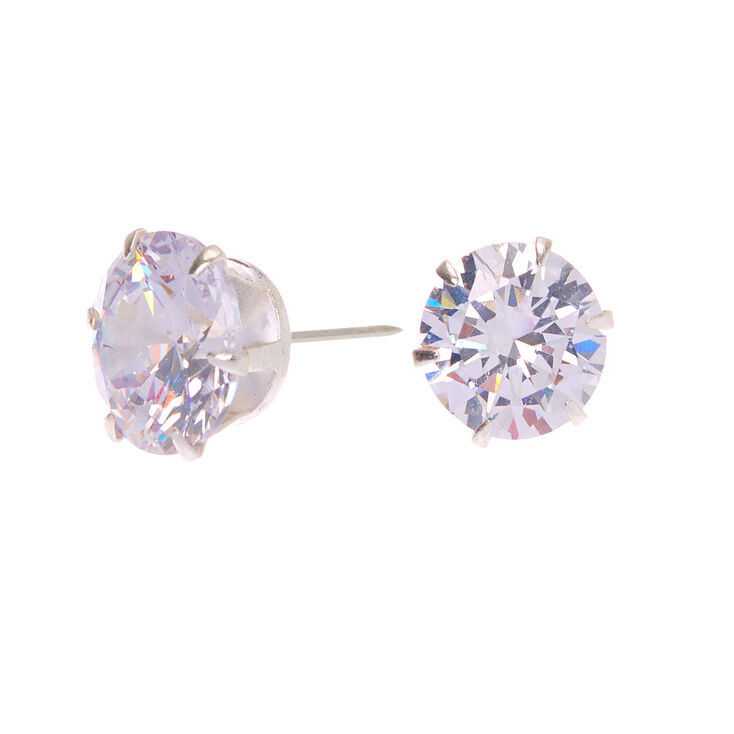 Claire's Clous d'oreilles ronds 10 mm en zircon cubique d'imitation en argent