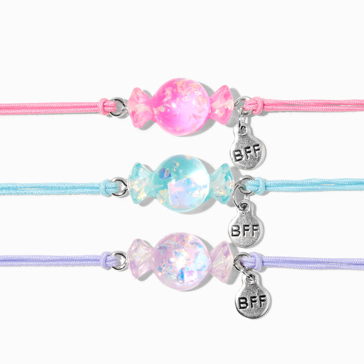 Best Friends Pastel Candy Wrapper Adjustable Bracelets - 3 Pack,