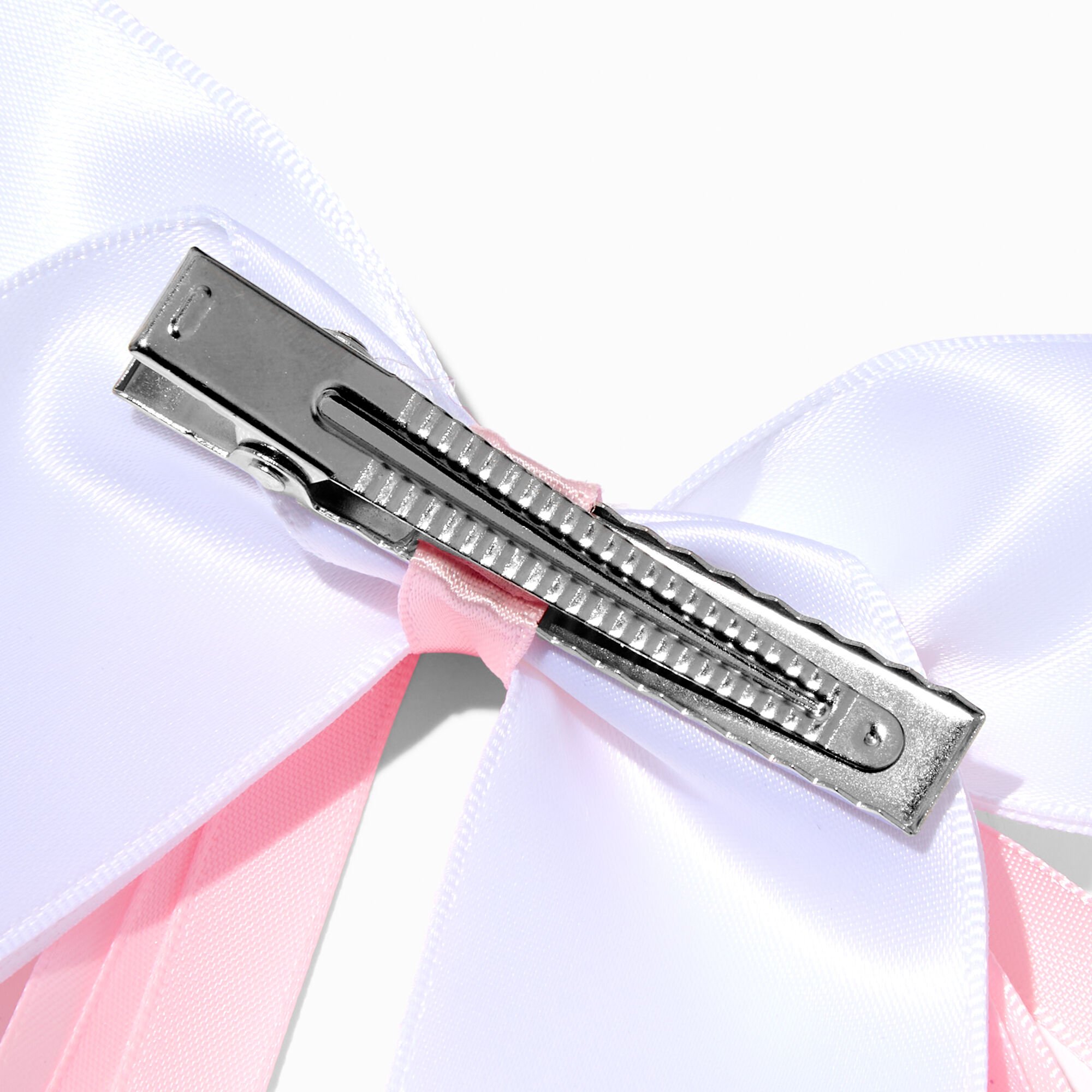 Barrette avec nœud blanc et ruban rose Claire's Club,