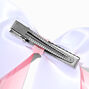 Claire&#39;s Club Pink Ribbon White Hair Bow Clip,