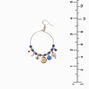 Gold Snake Charm Blue Bead 2&quot; Hoop Earrings,