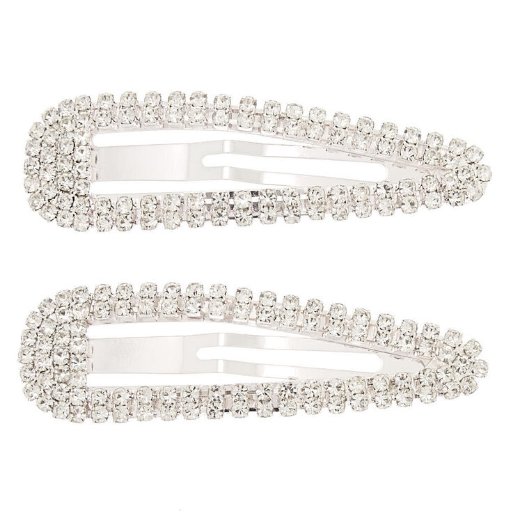 Silver Rhinestone Snap Clips - 2 Pack,