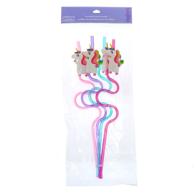 Miss Glitter the Unicorn Reusable Straws - 4 Pack,