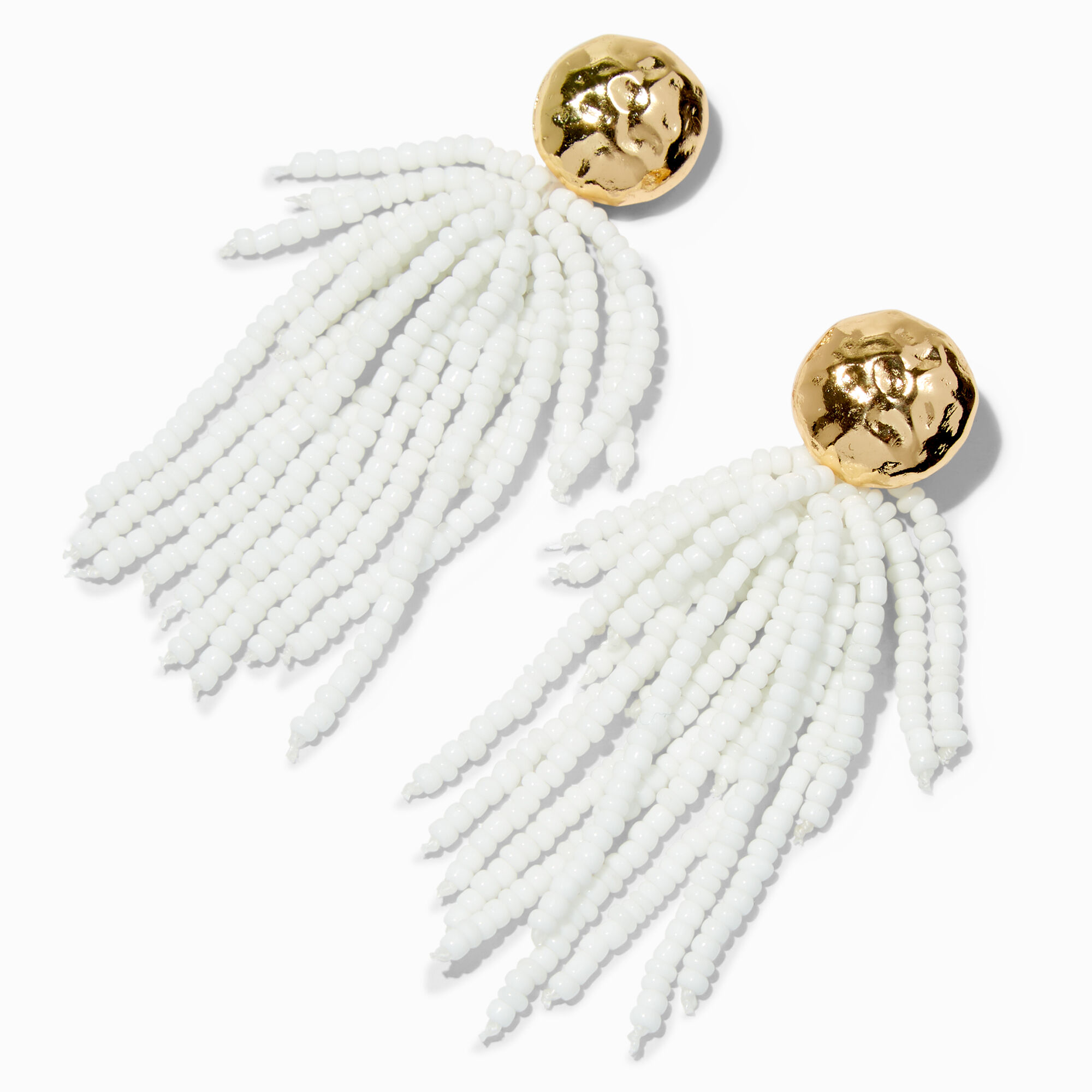 View Claires Seed Bead 3 Cascade Drop Earrings White information