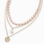 Gold-tone Mermaid Iridescent Heart Multi-Strand Necklace ,