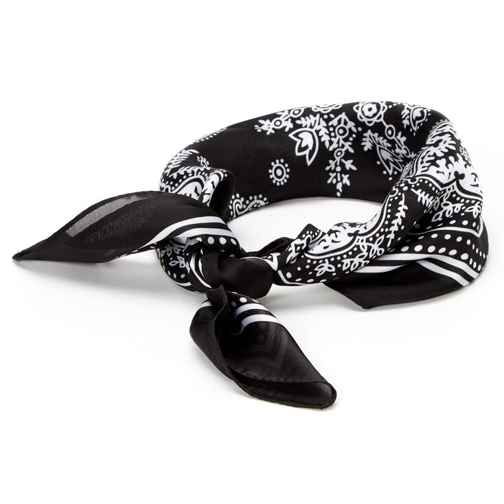 Paisley Silky Bandana Headwrap - Black | Claire&#39;s