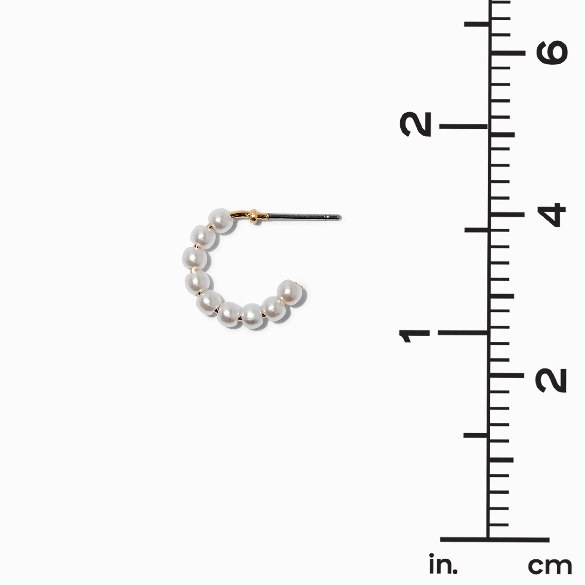 Gold-tone Pearl & Crystal Hoop Earring Stackables - 3 Pack ,