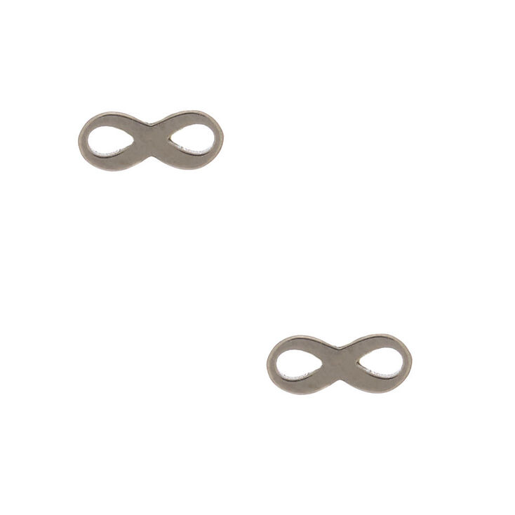 Silver Titanium Infinity Stud Earrings,