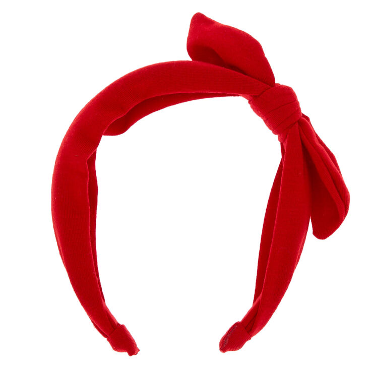Red Jersey Solid Bow Headband,