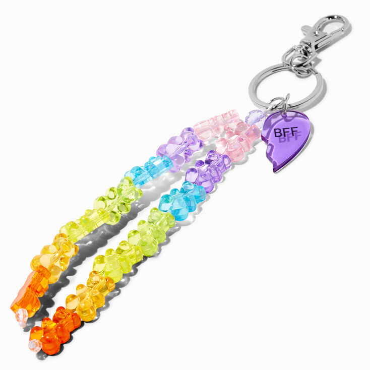 Best Friends Beaded Gummy Bear Split Heart Keychains - 2 Pack,