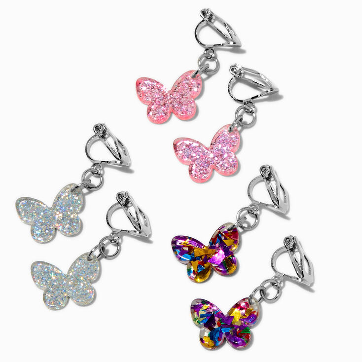 Pendantes &agrave; clip papillons paillet&eacute;s - Lot de 3,