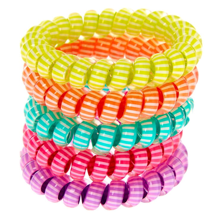 Claire's Club Striped Coil Bracelet Set - 5 Pack | Claire's US