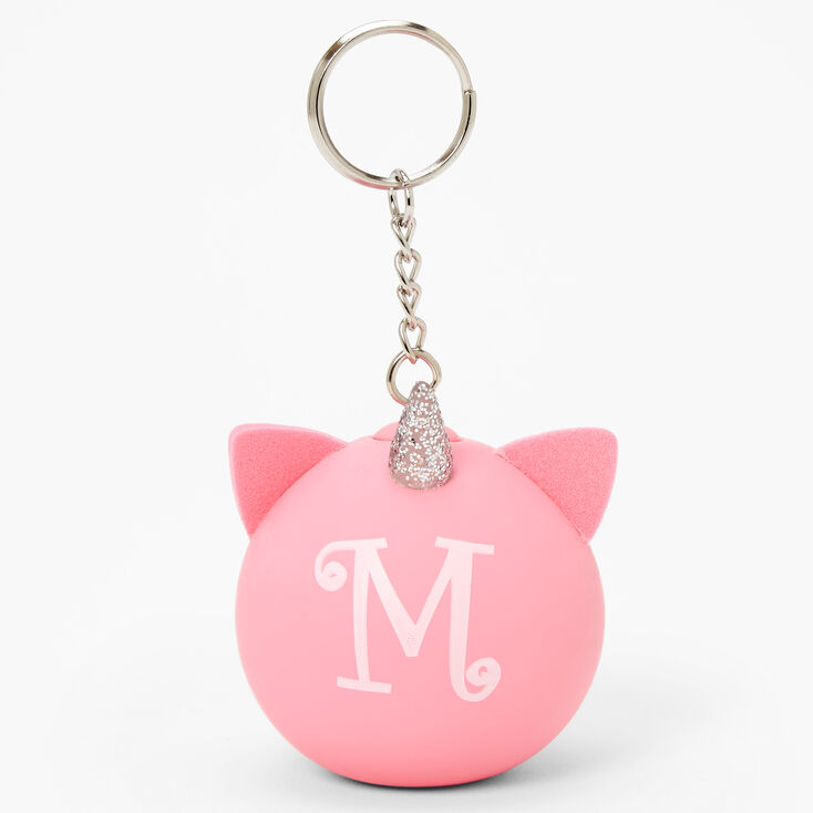 Initial Unicorn Stress Ball Keychain - Pink, M,