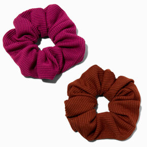 Brown &amp; Berry Ribbed Hair Scrunchies - 2 Pack,